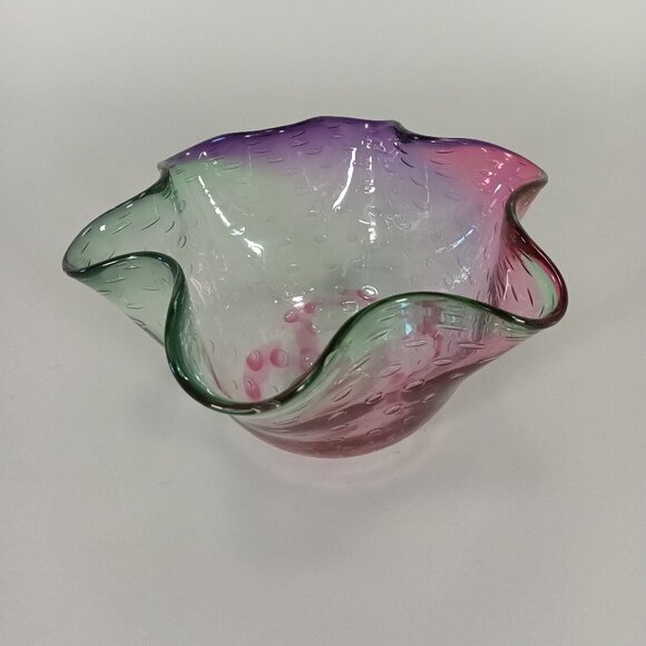 Adam Jablonski Signed Wavy Glass Bowl - Picture 1 of 5